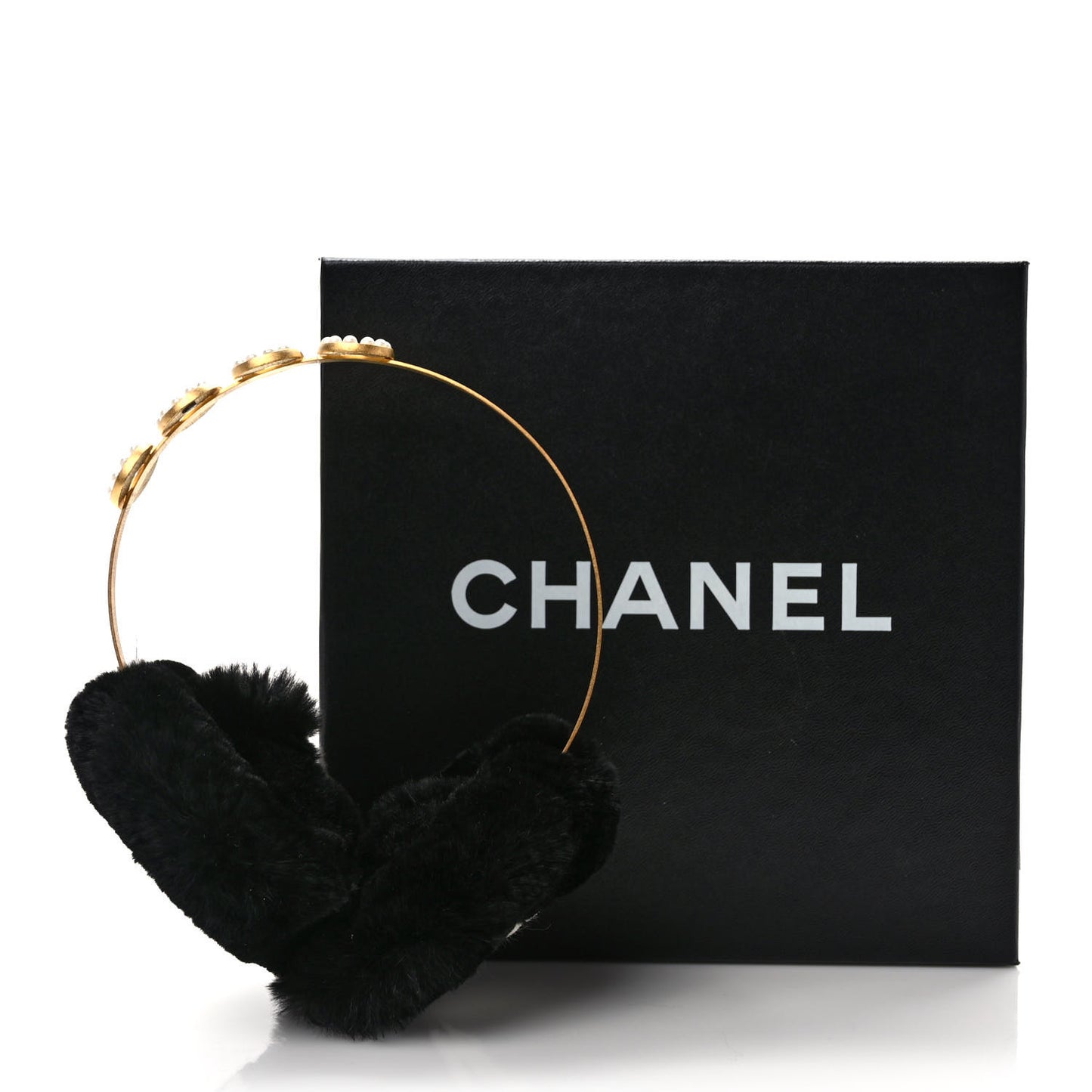 Rabbit Fur Coco Earmuffs Black Gold