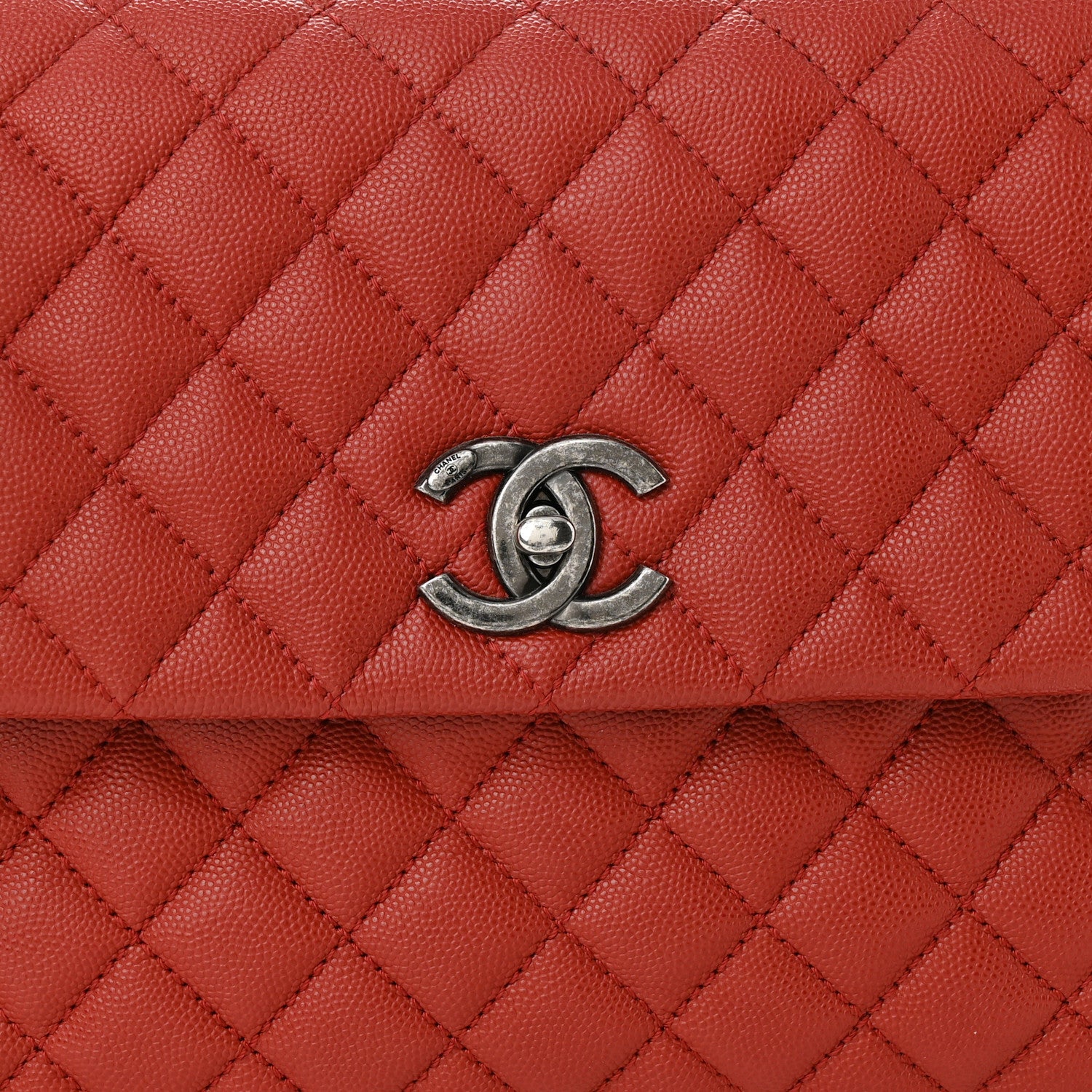 Chanel Caviar Quilted Medium Coco Handle Flap Dark Red 8 of 10