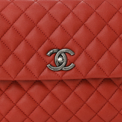 Chanel Caviar Quilted Medium Coco Handle Flap Dark Red 8 of 10