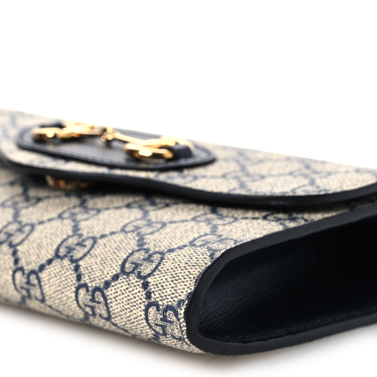 Gucci GG Supreme Monogram Azalea Calfskin Web Mini Horsebit 1955 Chain Shoulder Bag Beige Blue 10 of 11