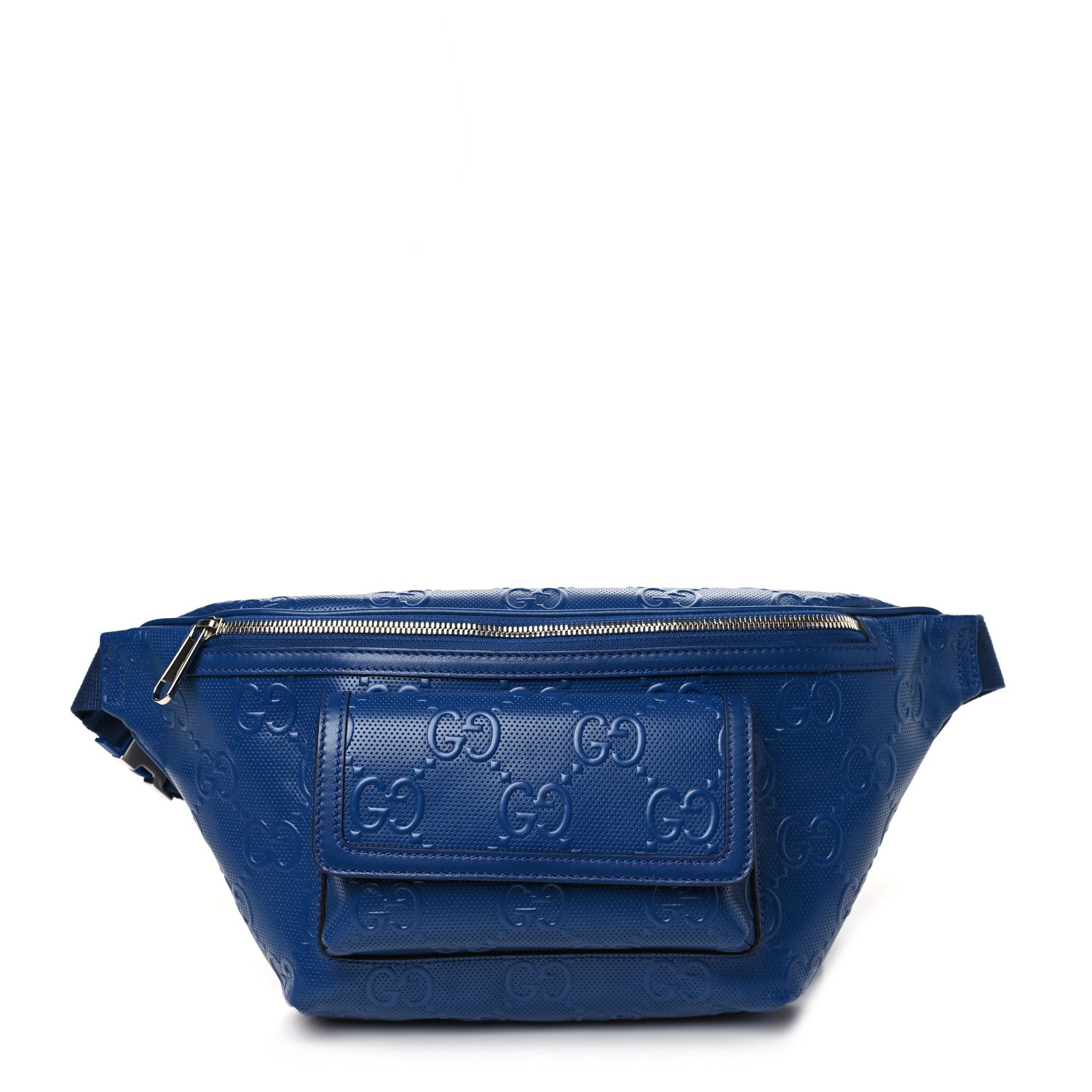 Gucci Calfskin GG Tennis Embossed Pocket Belt Bag Blue 1 of 10