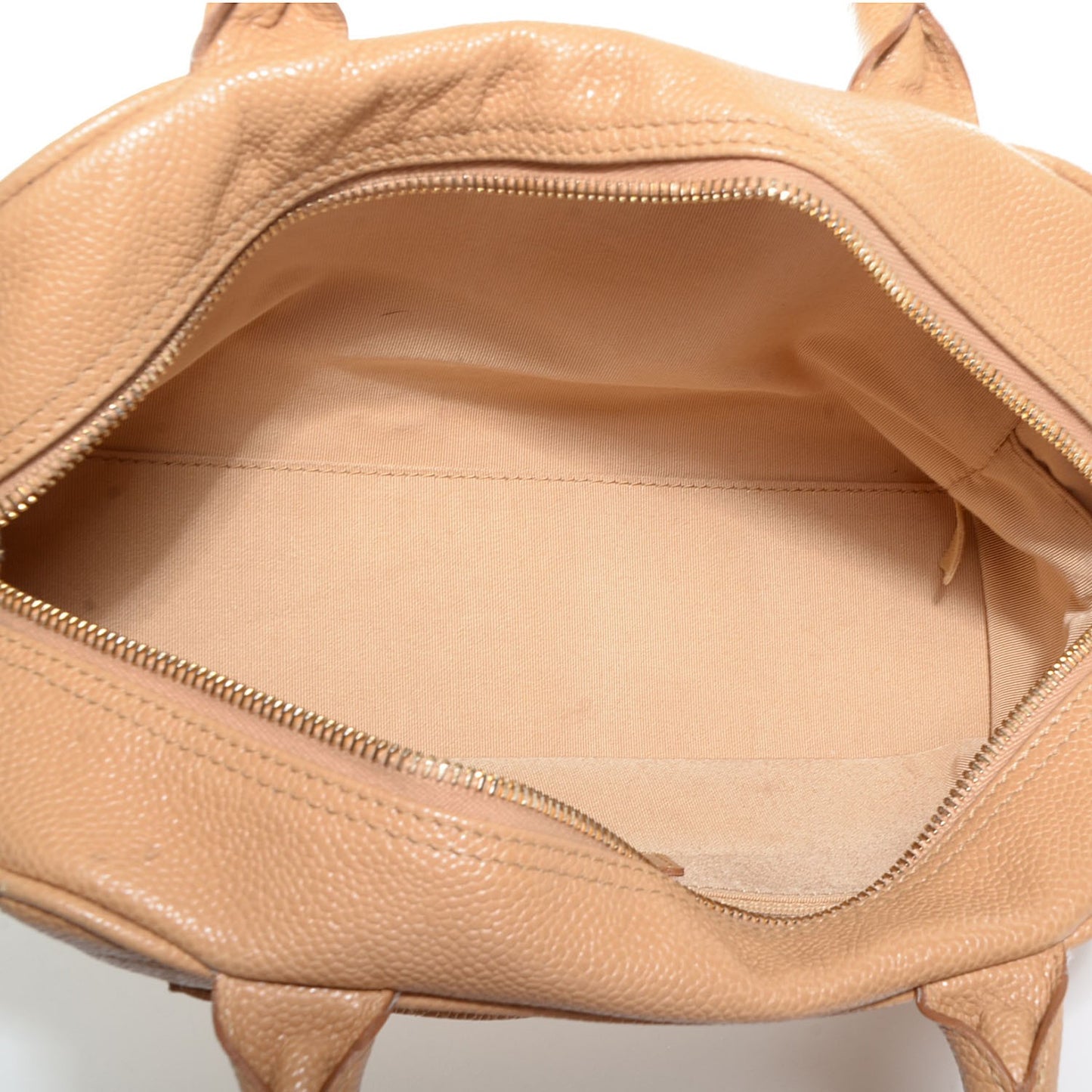 Caviar Quilted Small Bowler Beige