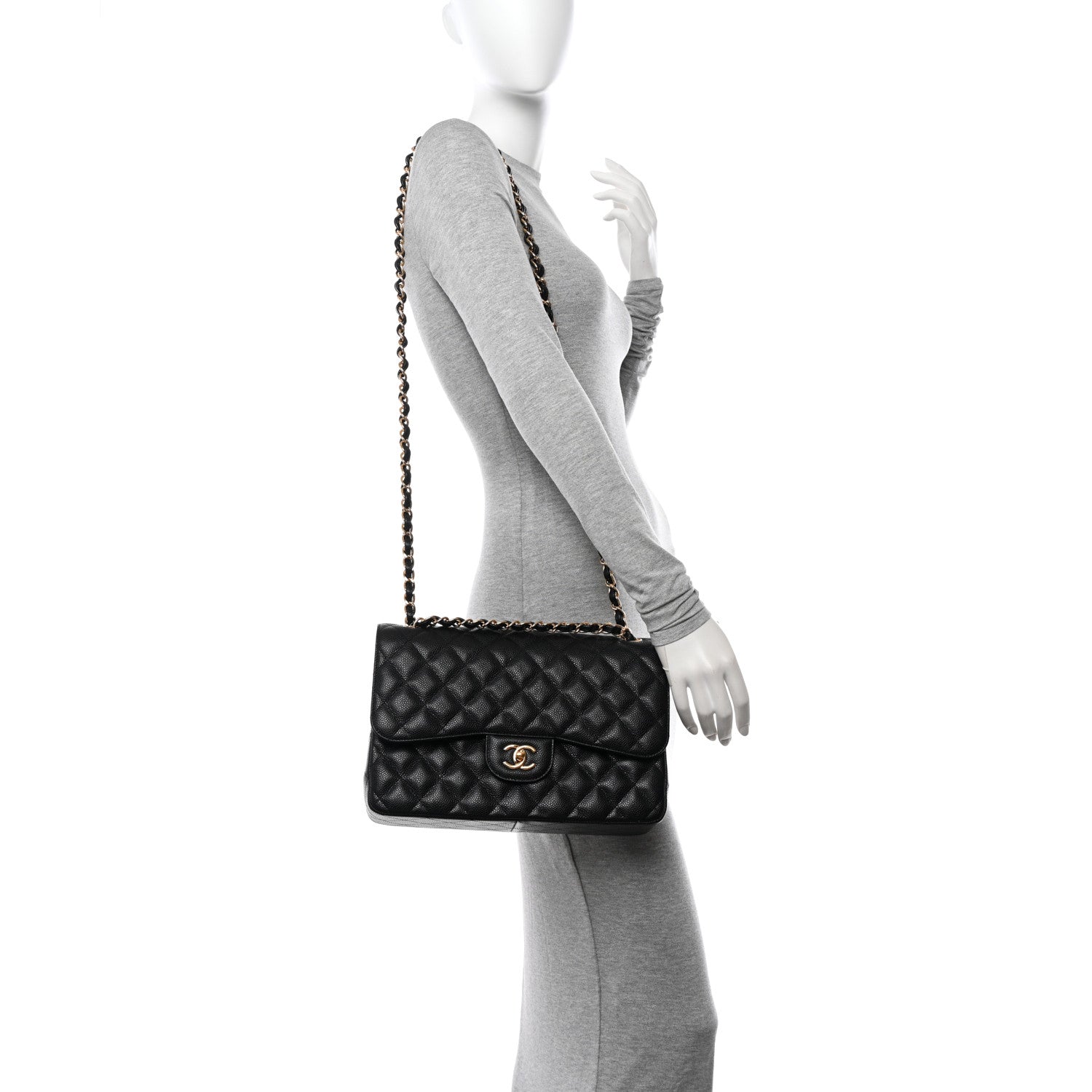 Chanel Caviar Quilted Jumbo Double Flap Black 2 of 16