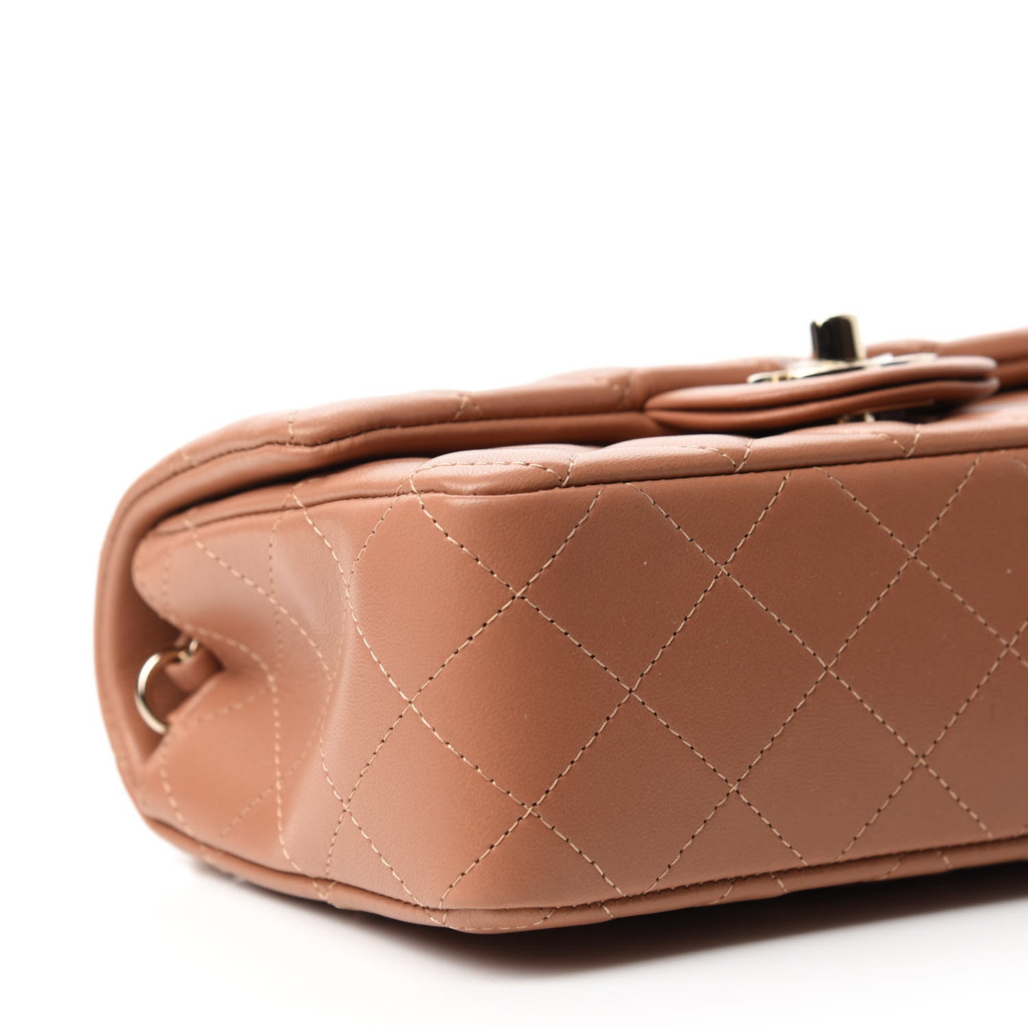 Lambskin Quilted Mini Rectangular Flap Brown