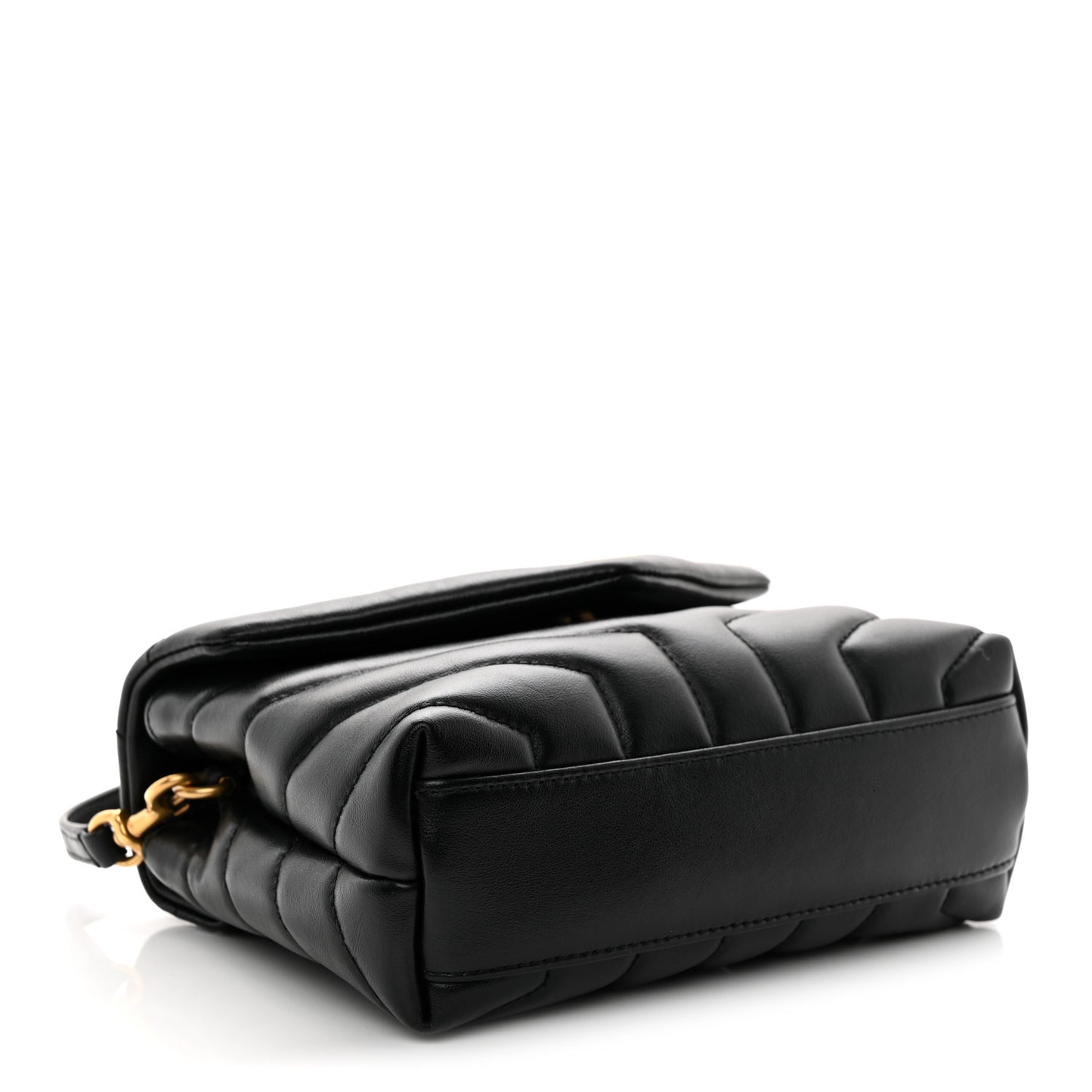 Calfskin Y Quilted Monogram Toy Loulou Crossbody Bag Black