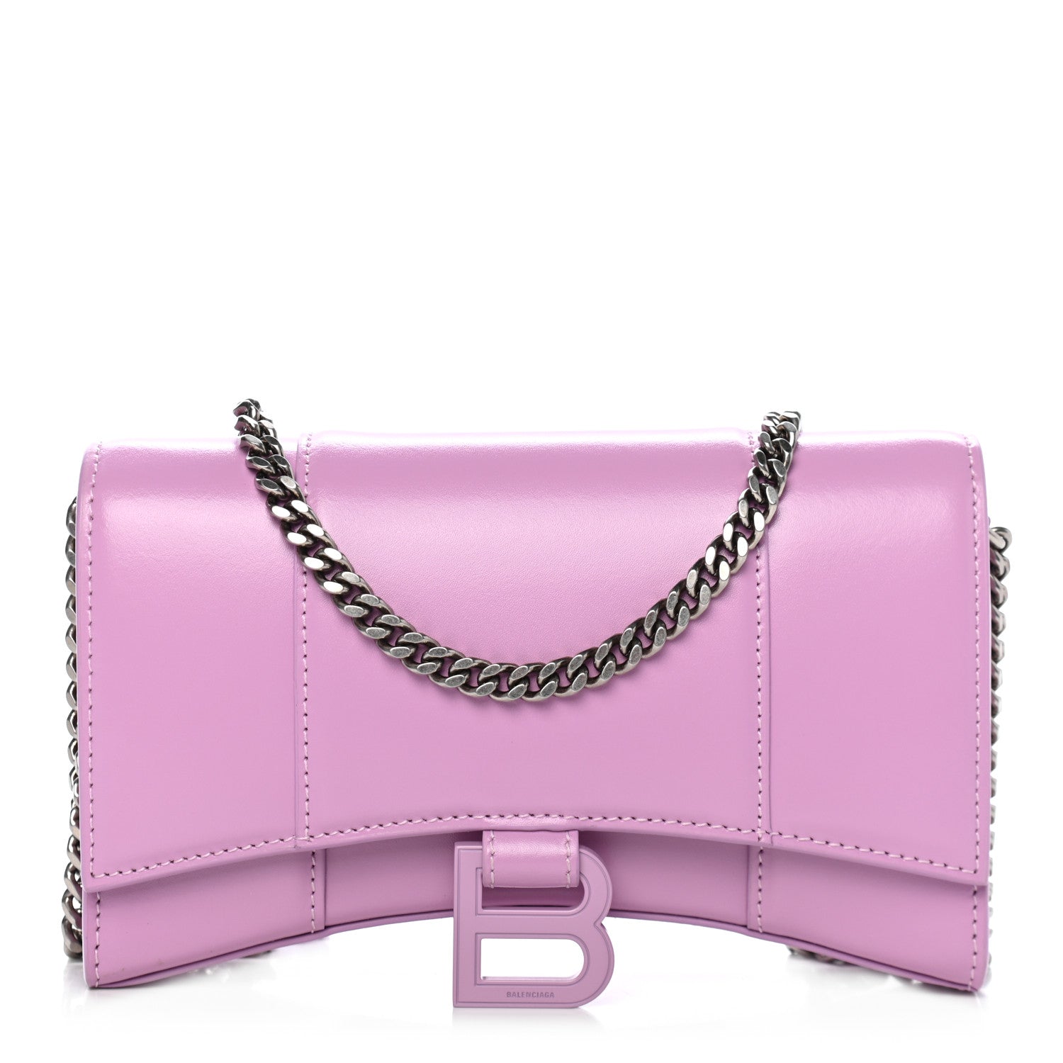 Balenciaga Shiny Box Calfskin Tonal B Hourglass Chain Bag Liliac 1 of 9
