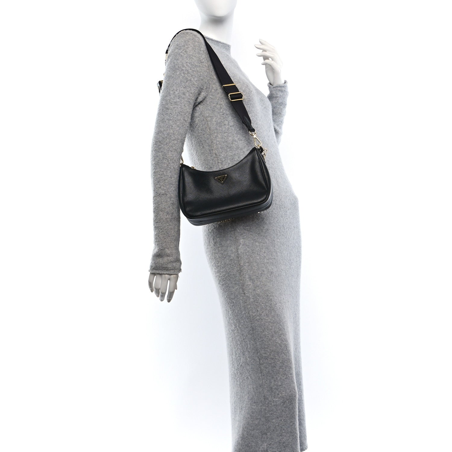 Prada Saffiano Lux Re-Edition 2005 Shoulder Bag Black 2 of 13