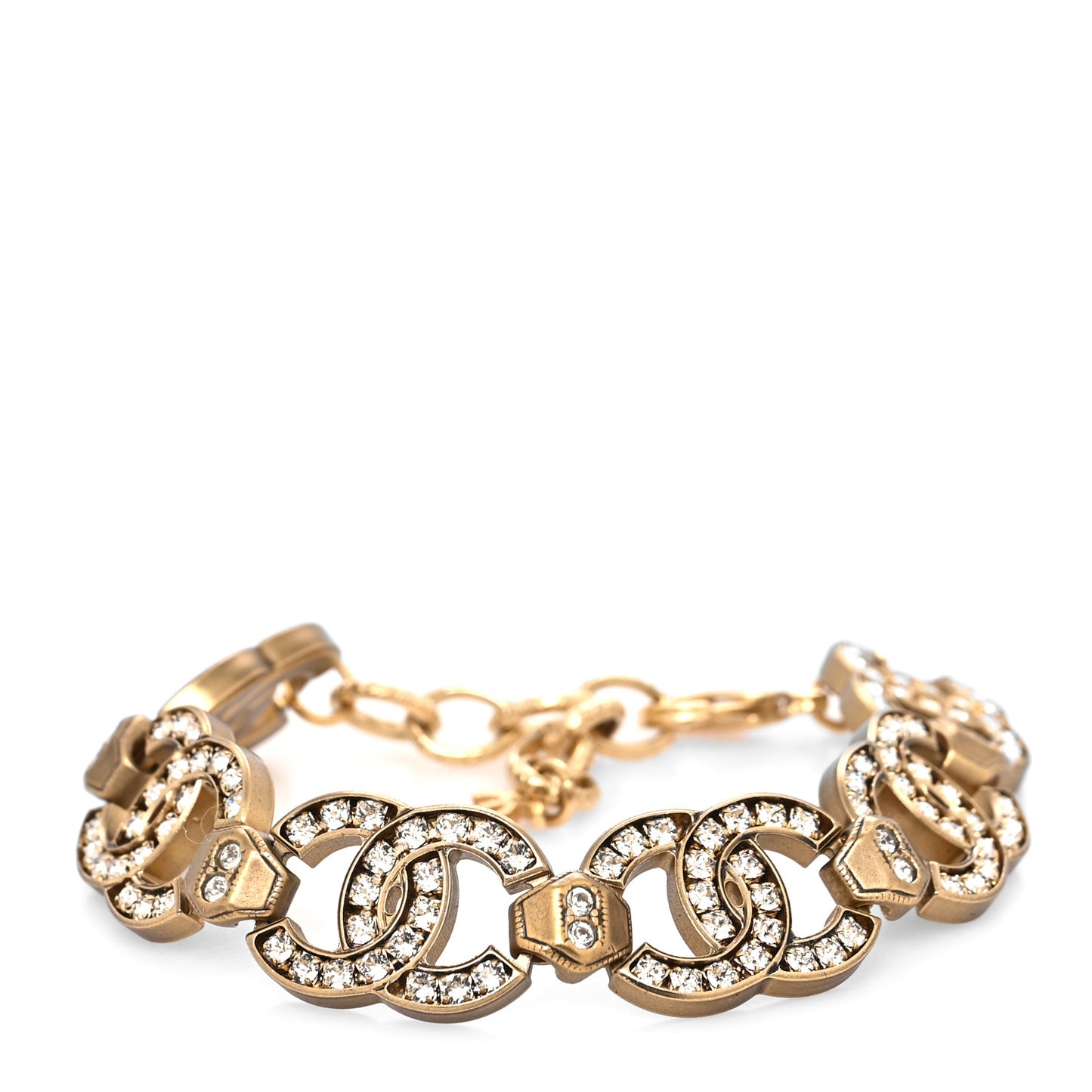 Crystal CC Link Chain Bracelet Gold