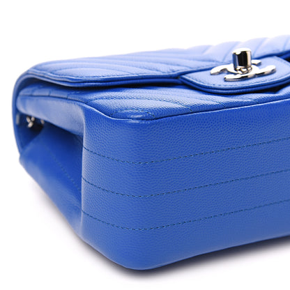 Chanel Caviar Chevron Quilted Mini Square Flap Blue 7 of 9