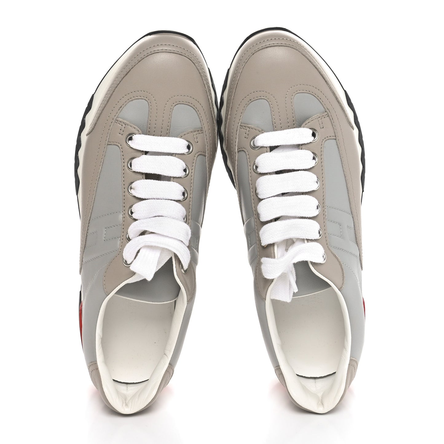 Calfskin Womens Trail Sneakers 36 Beige Rose Gris Brume