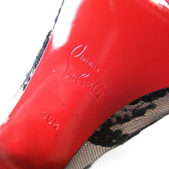 Christian Louboutin Satin Lace Bow Pumps 38.5 6 of 7