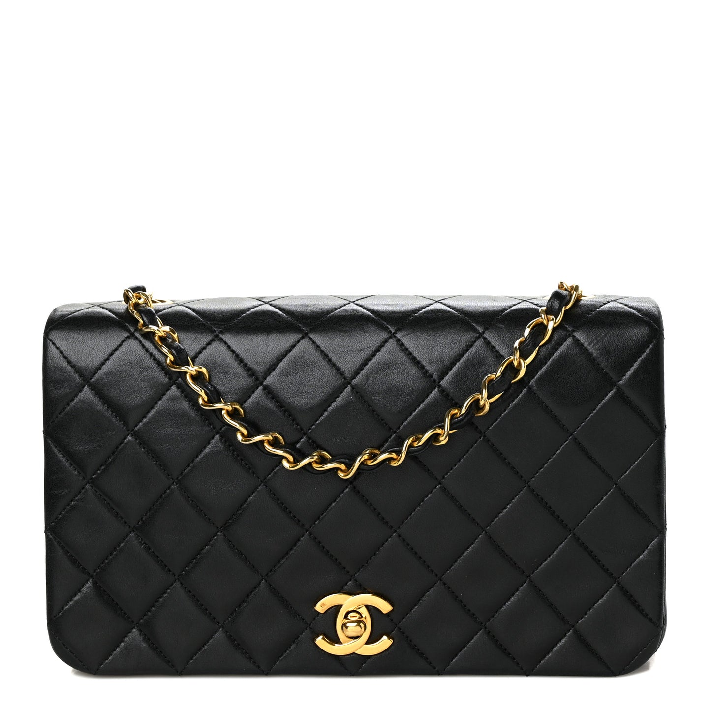 Lambskin Quilted Small Single Flap Black