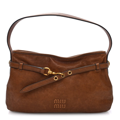 Miu Miu Nappa Large Aviator Regular Aventure Shoulder Bag Oak 1 of 9