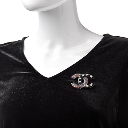 Chanel Resin Glitter Crystal CC Star Brooch Multicolor 2 of 6