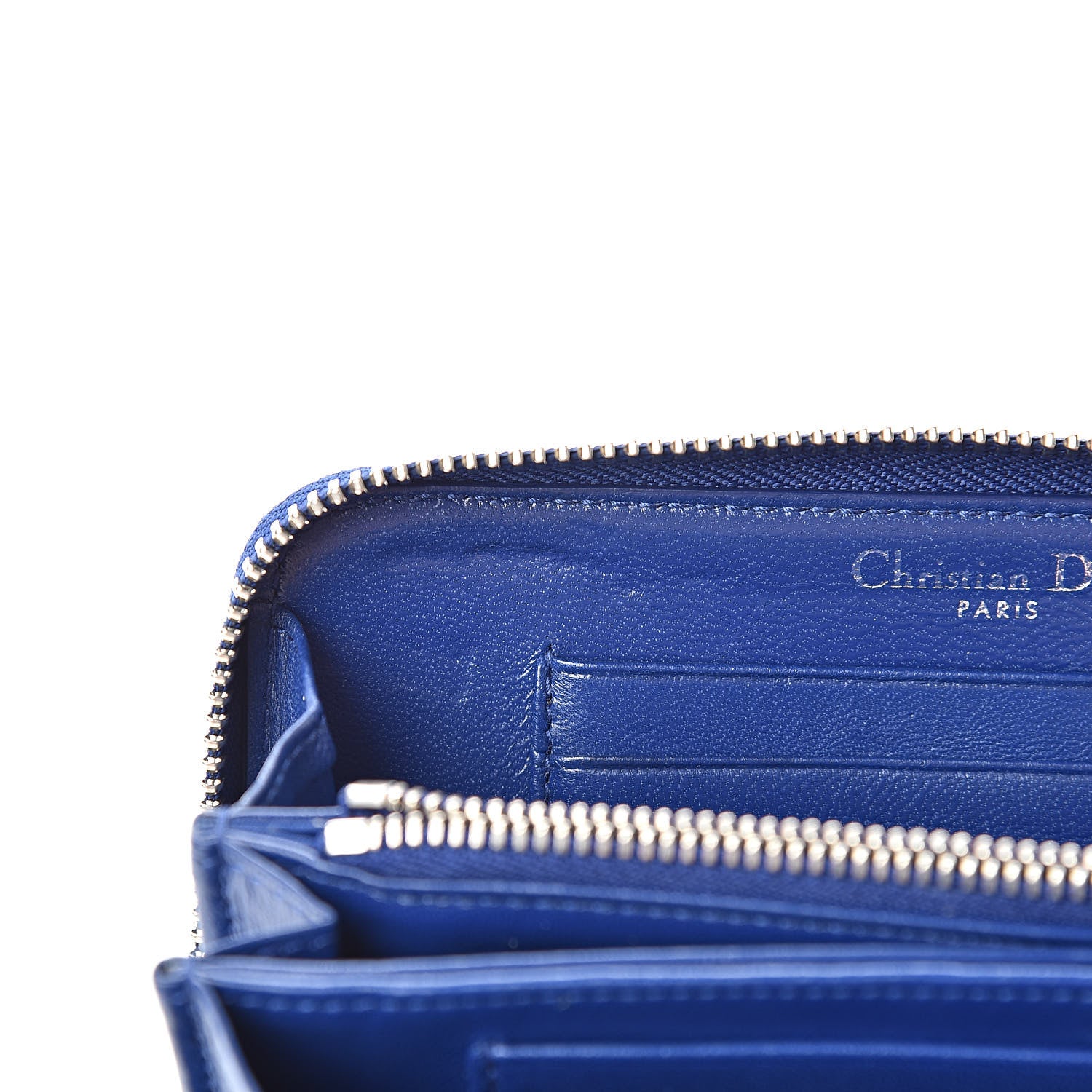 Christian Dior Grained Calfskin Cannage Medium Diorama Voyageur Wallet Blue 10 of 10