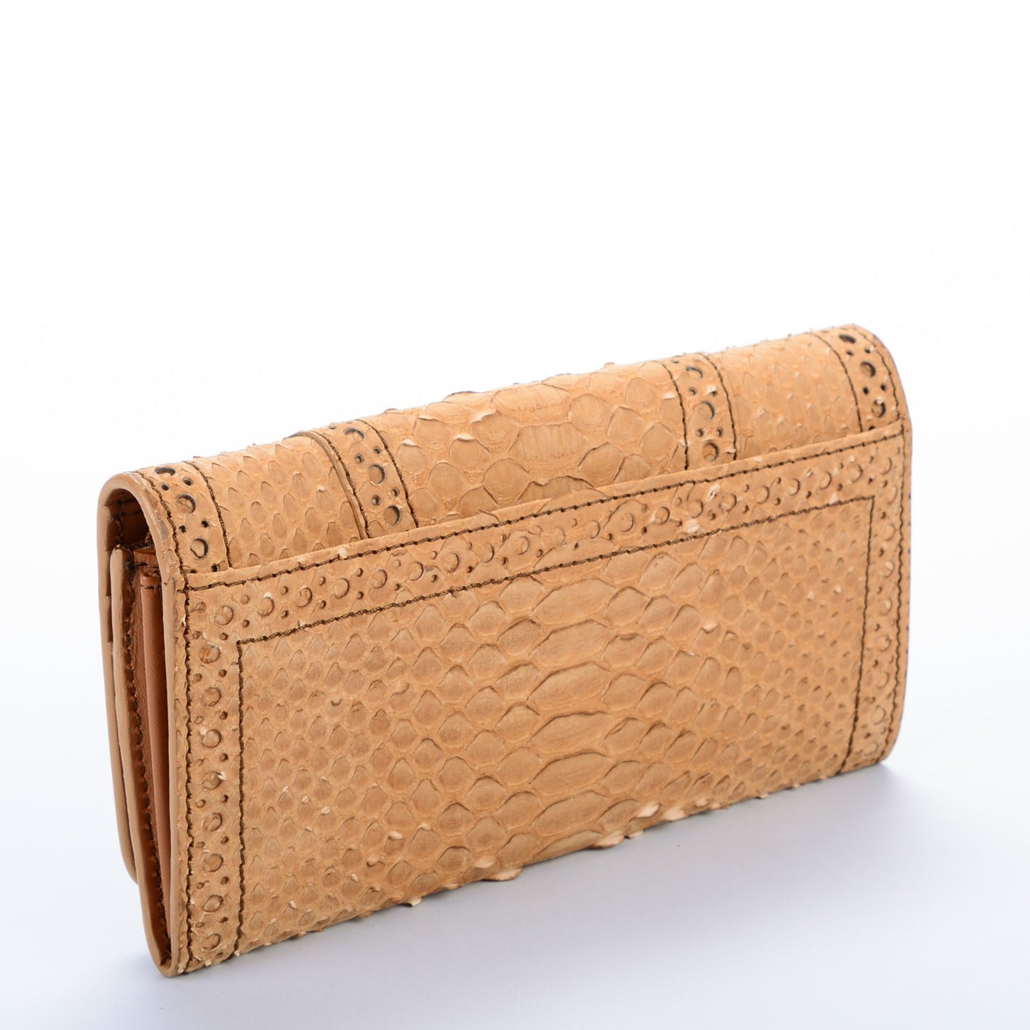 Nubuck Python Brogue Penrose Continental Wallet Light Tan
