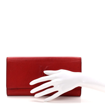 Saint Laurent Textured Calfskin Monogram Small Belle De Jour Clutch Red 2 of 6