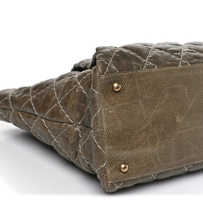 Chanel Crumpled Grained Calfskin Large Coco Pleats Tote Khaki 9 of 11