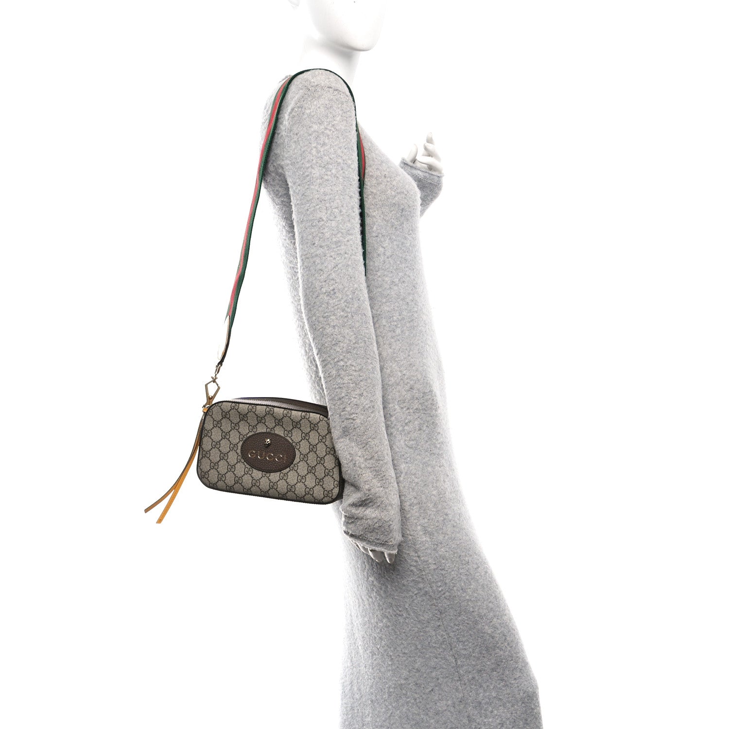 Gucci GG Supreme Monogram Web Neo Vintage Shoulder Bag Beige New Acero Crop 2 of 11