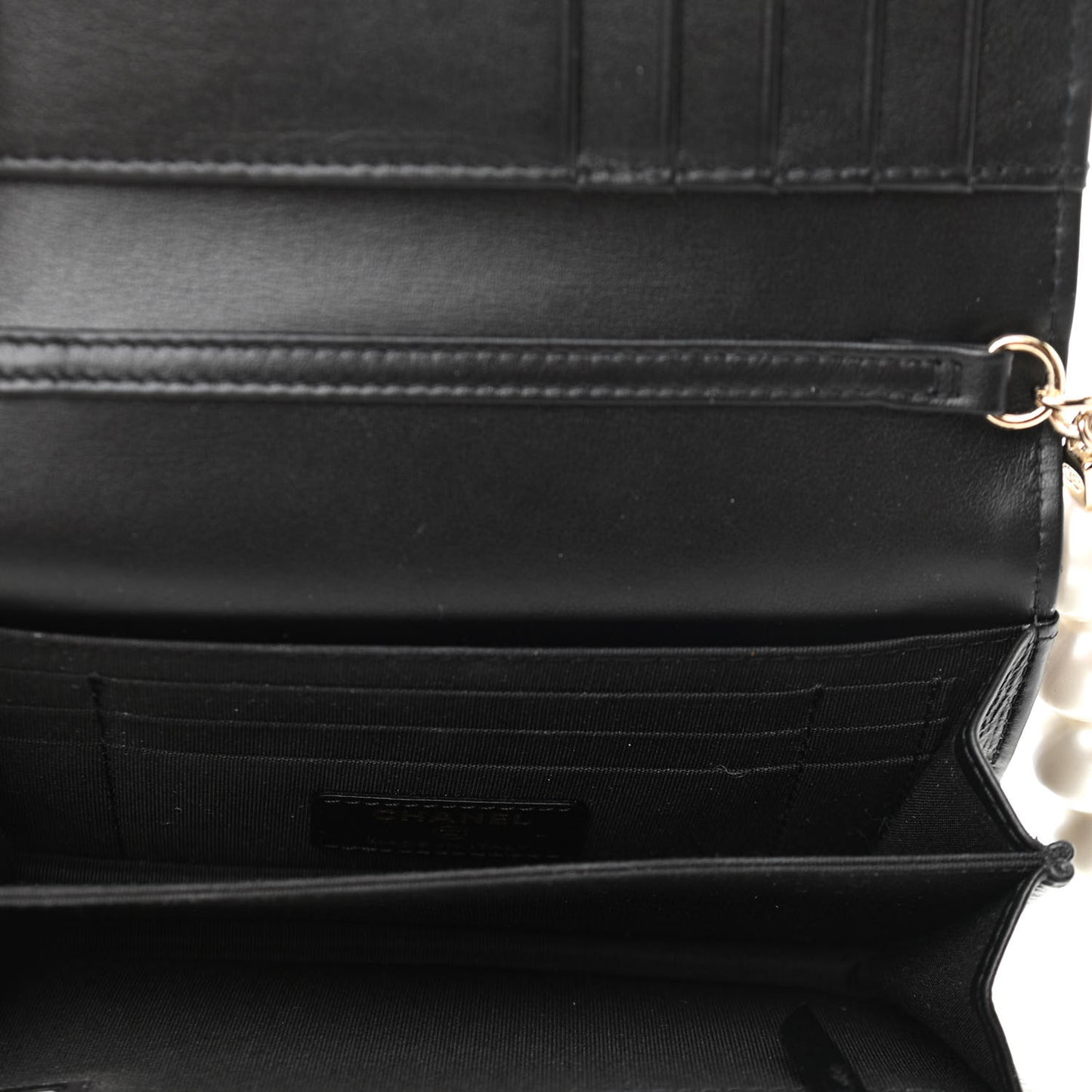 Calfskin Quilted Mini Maxi Pearls Wallet On Chain WOC Black