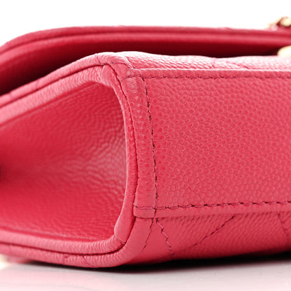 Chanel Caviar Quilted Chain Top Handle Phone Holder With Chain Dark Pink 9 of 10