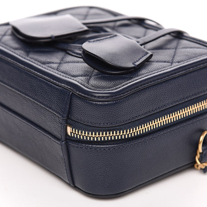 Chanel Caviar Quilted Small CC Filigree Vanity Case Navy 8 of 9