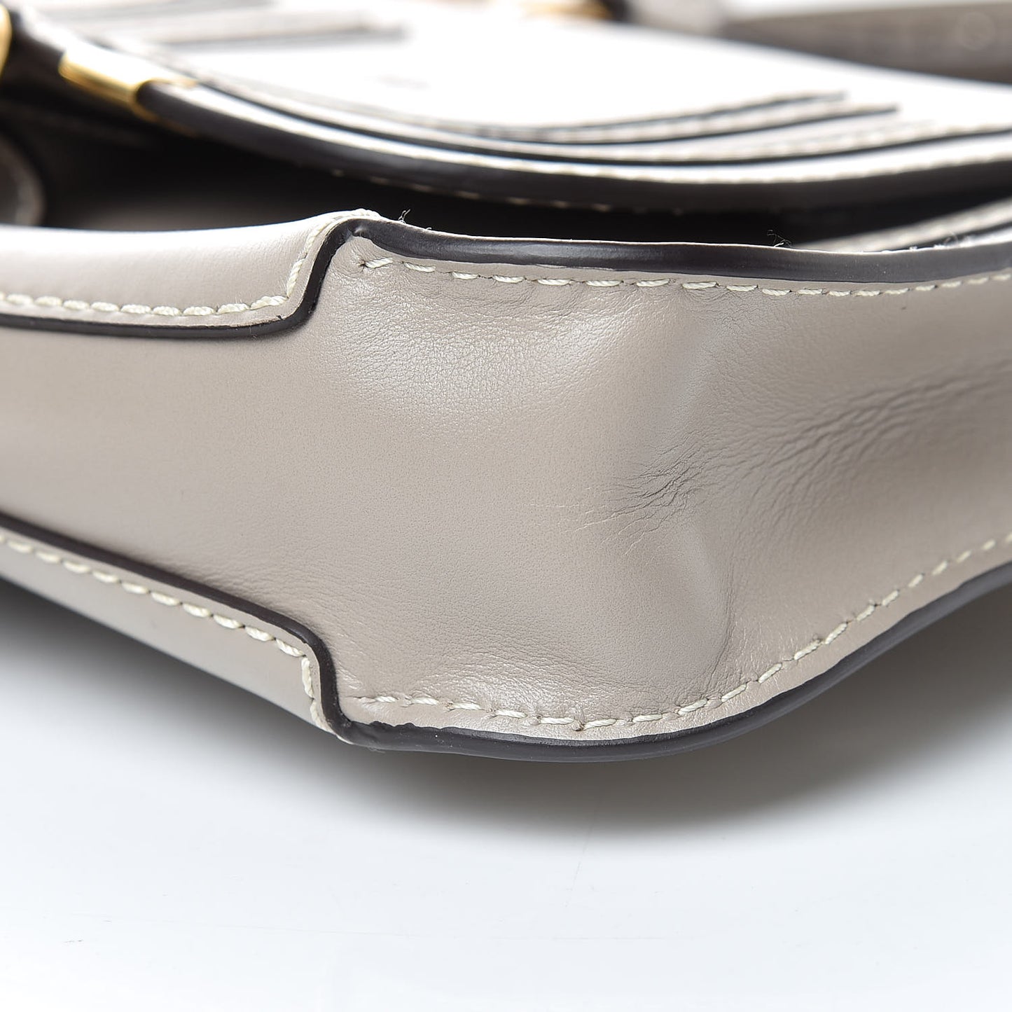 Shiny Calfskin Small Marcie Saddle Shoulder Bag Motty Grey