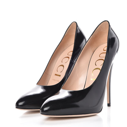 Gucci Polished Calfskin Regent Pumps 39.5 Black 3 of 8