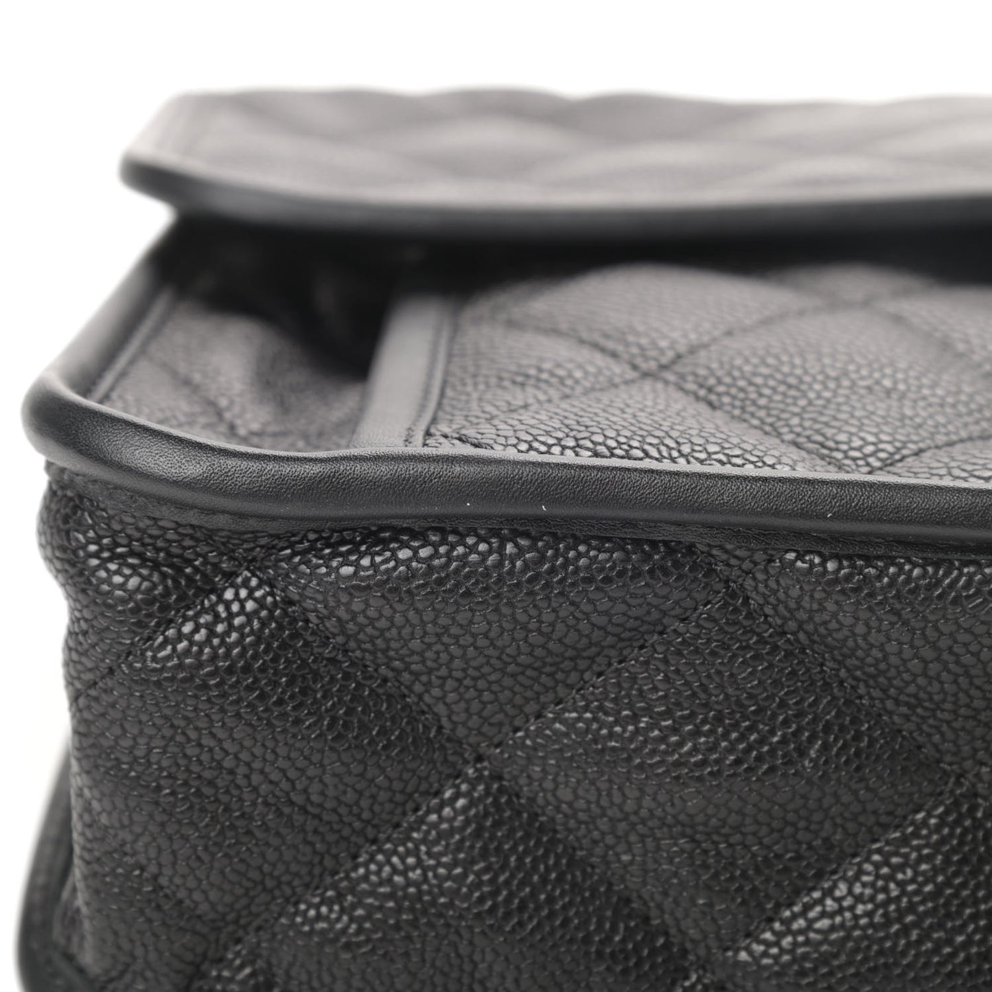 Caviar Quilted Large French Riviera Flap Black