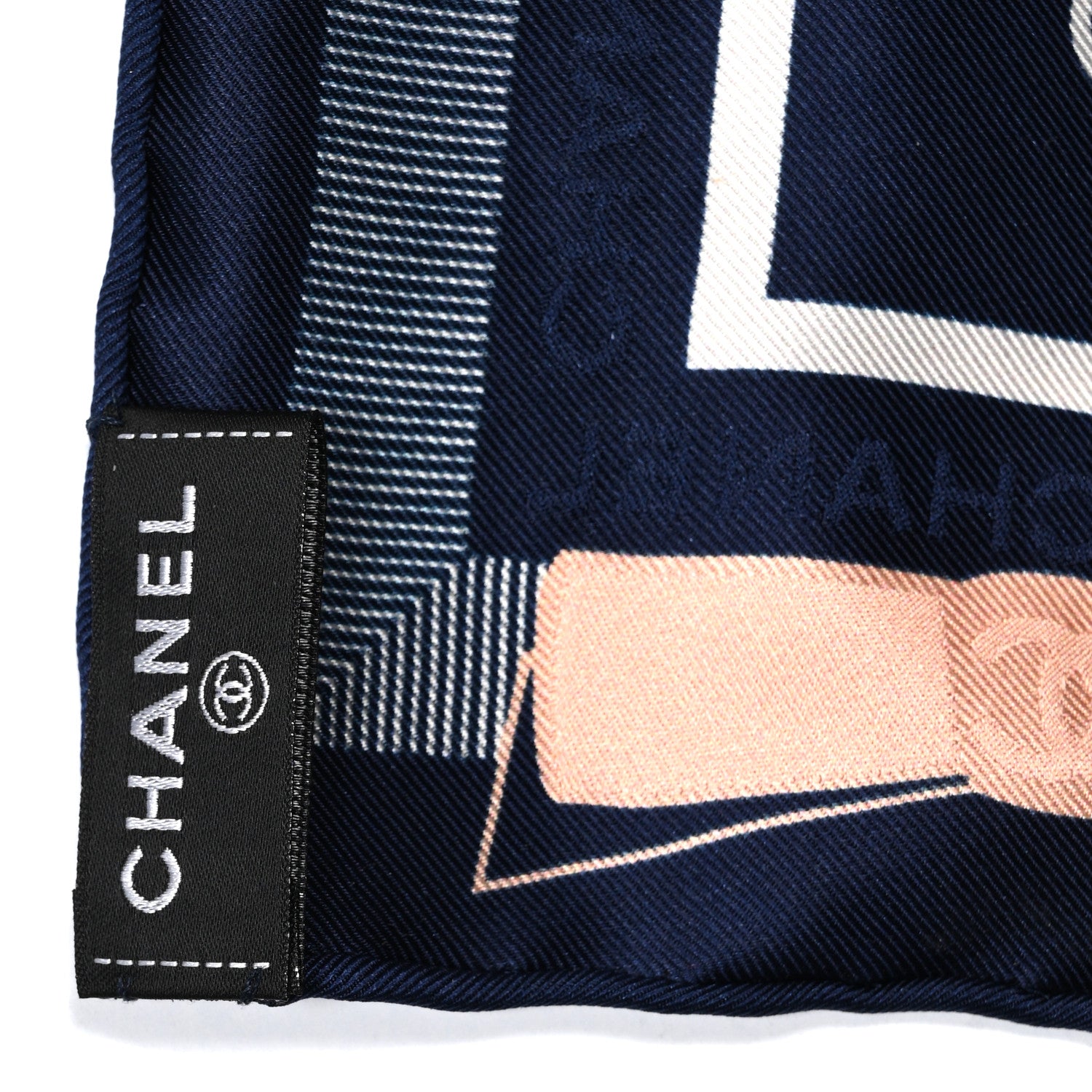 Chanel Silk Bow CC Square Scarf Blue Multicolor 3 of 4