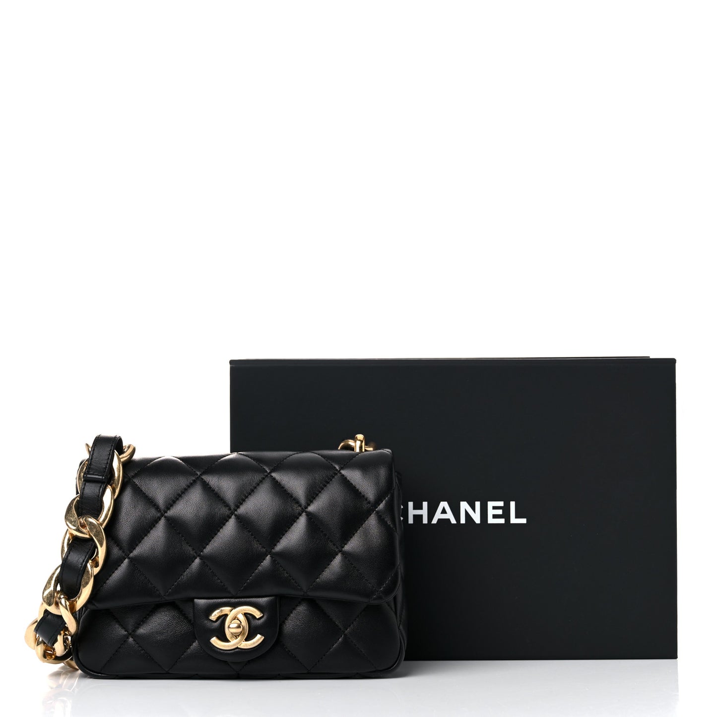 Lambskin Quilted Small Funky Town Flap Black