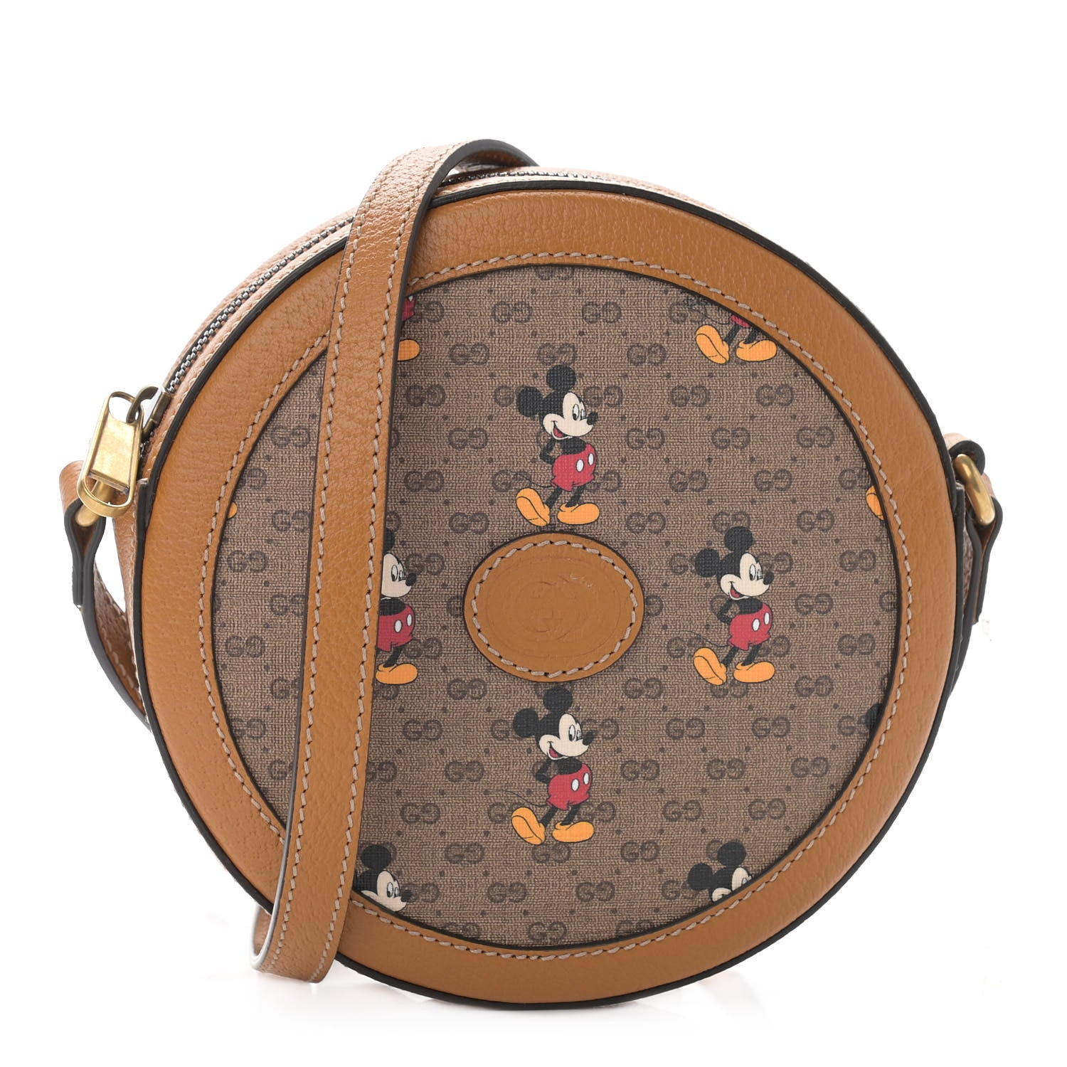 Gucci X DISNEY Mini Vintage GG Supreme Monogram Mickey Mouse Round Shoulder Bag Beige Vintage Sun Oil 1 of 11
