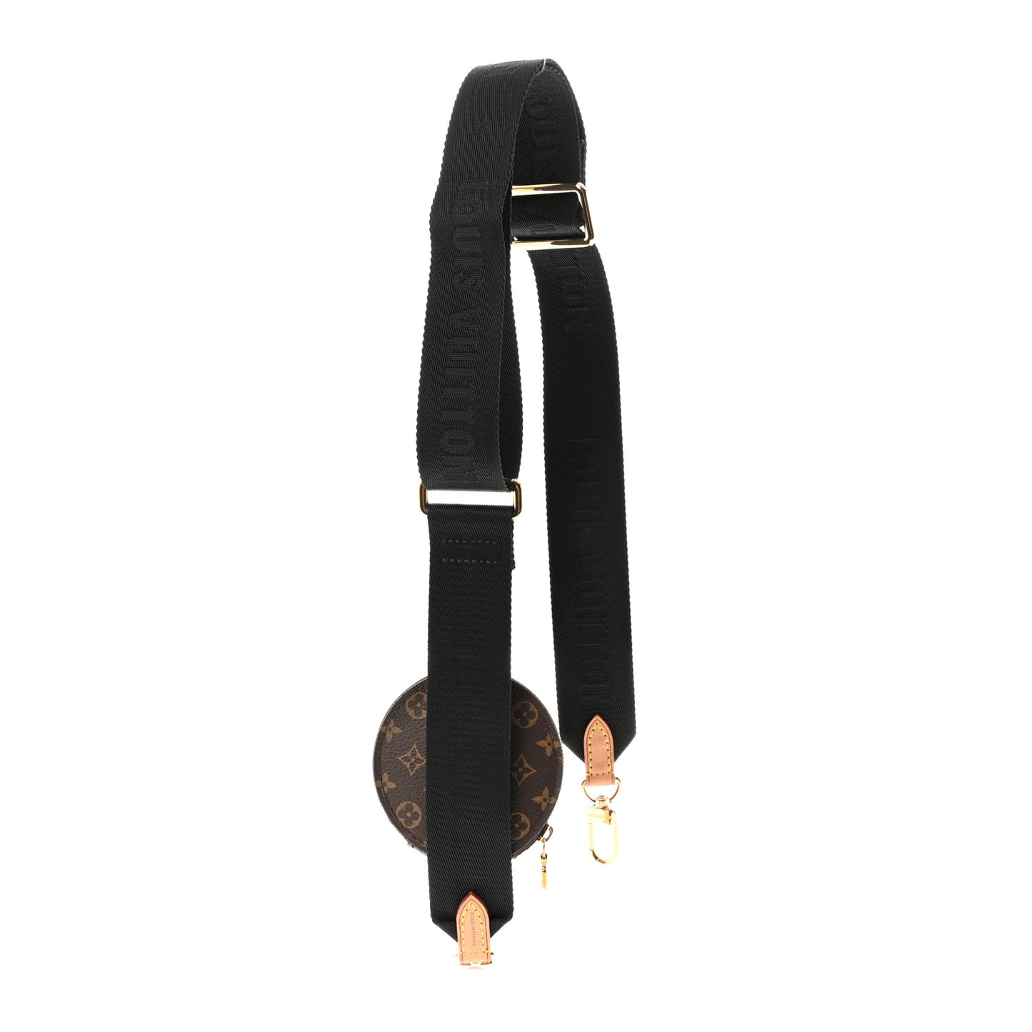 Nylon Monogram Strap with Coin Purse Black