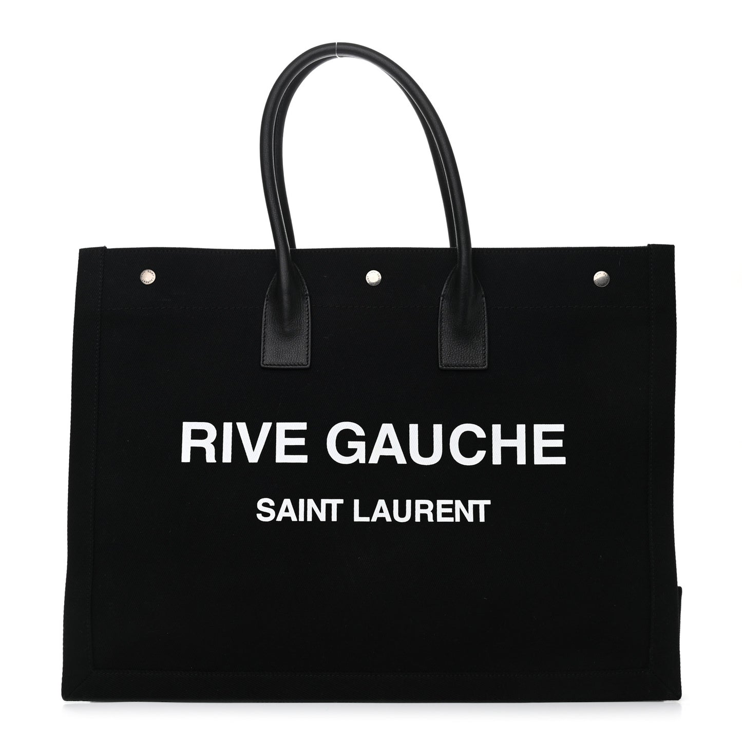 Linen Calfskin Rive Gauche Tote Black