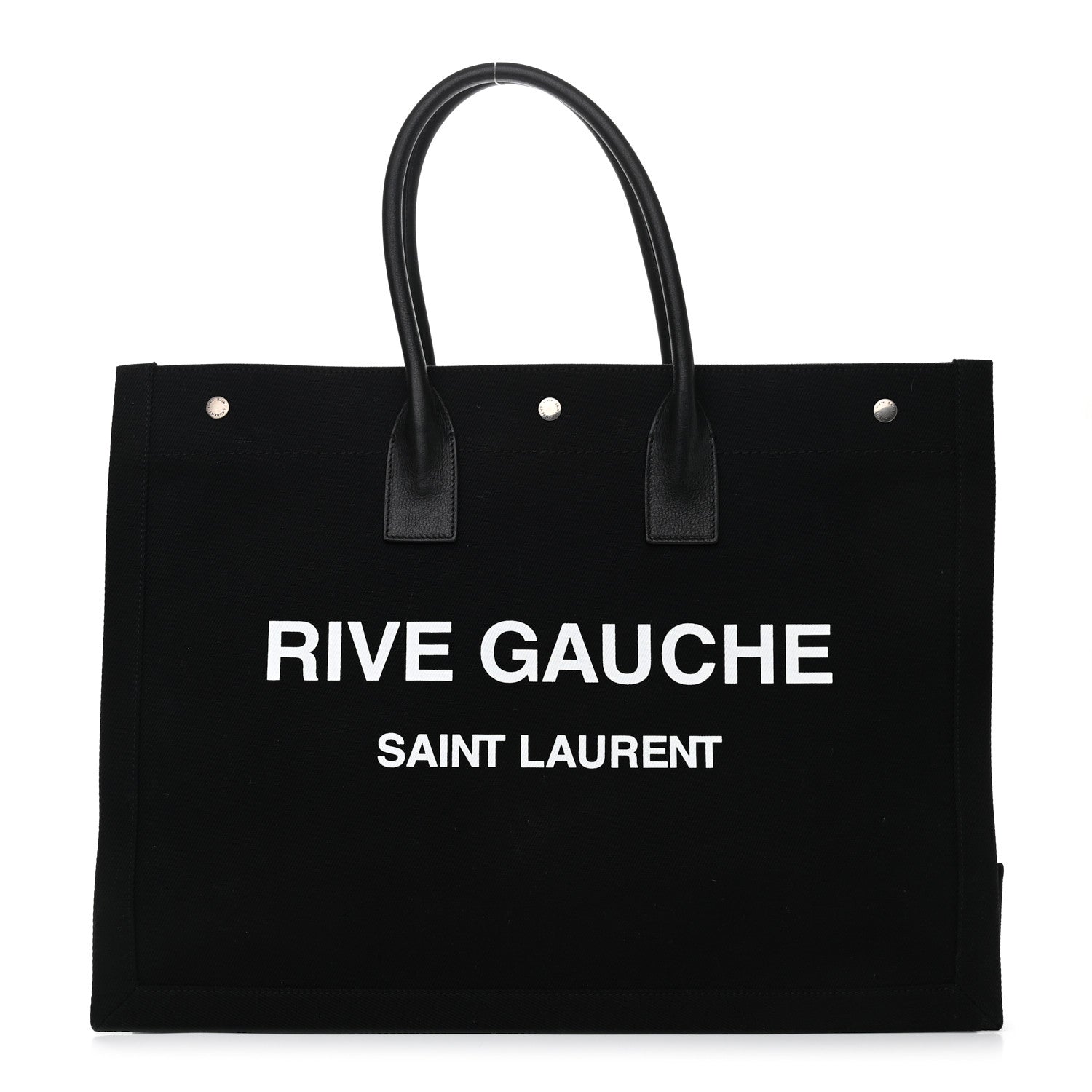Saint Laurent Linen Calfskin Rive Gauche Tote Black 1 of 10