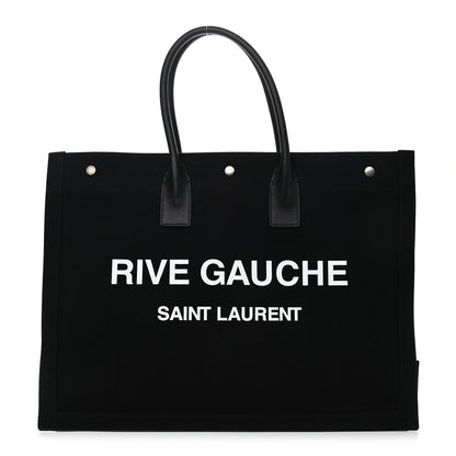 Saint Laurent Linen Calfskin Rive Gauche Tote Black 1 of 10