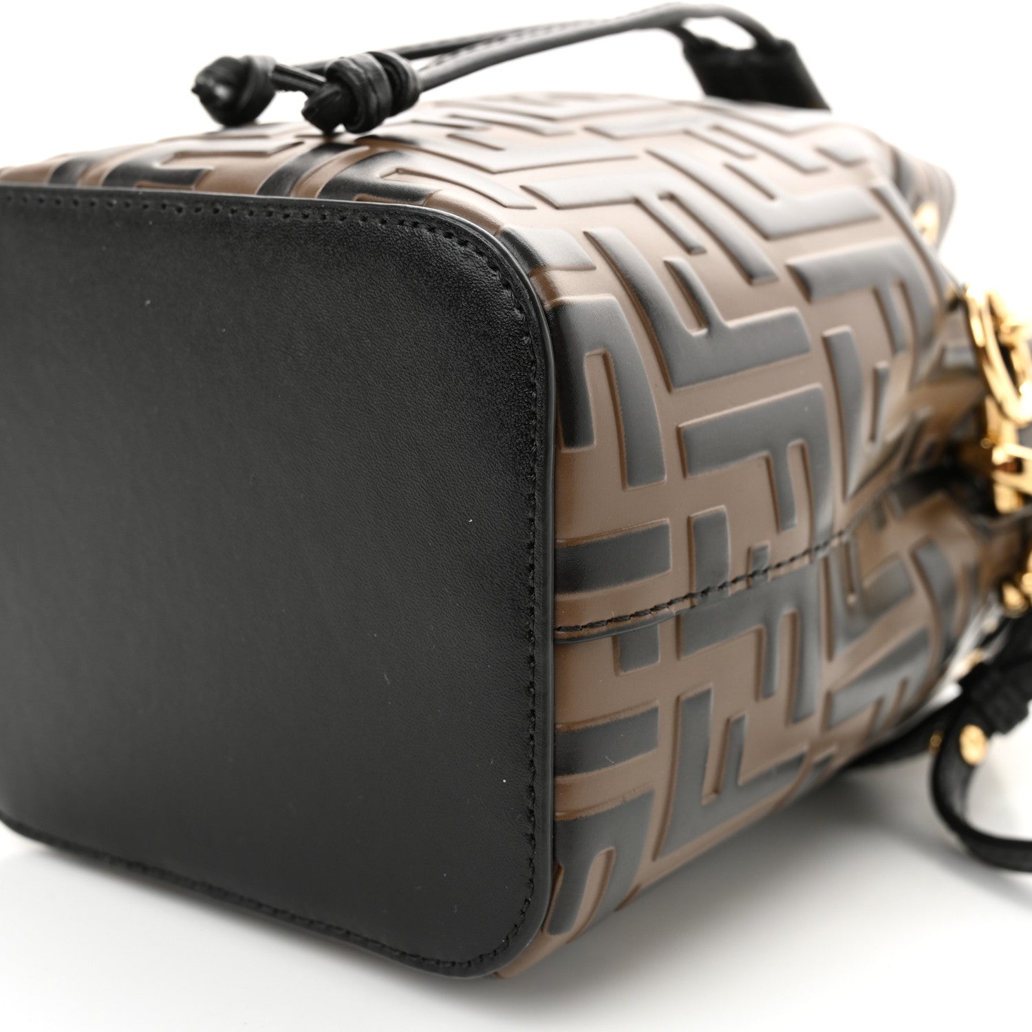 Fendi Vitello Liberty F is Fendi Bi-Color FF 1974 Embossed Mini Mon Tresor Bucket Bag Maya Black 10 of 10
