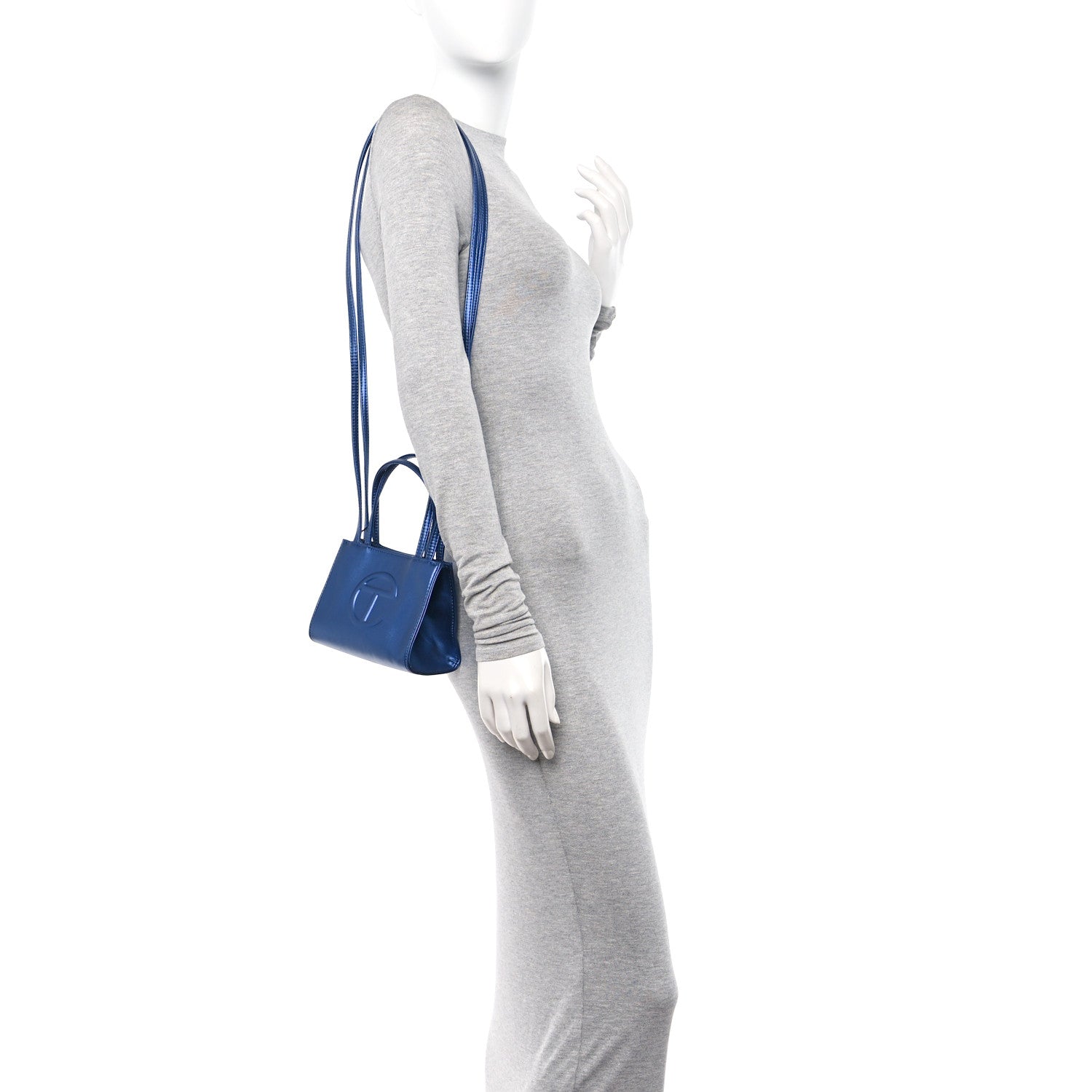 Telfar Metallic Vegan Leather Small Shopping Bag Cobalt 2 of 9