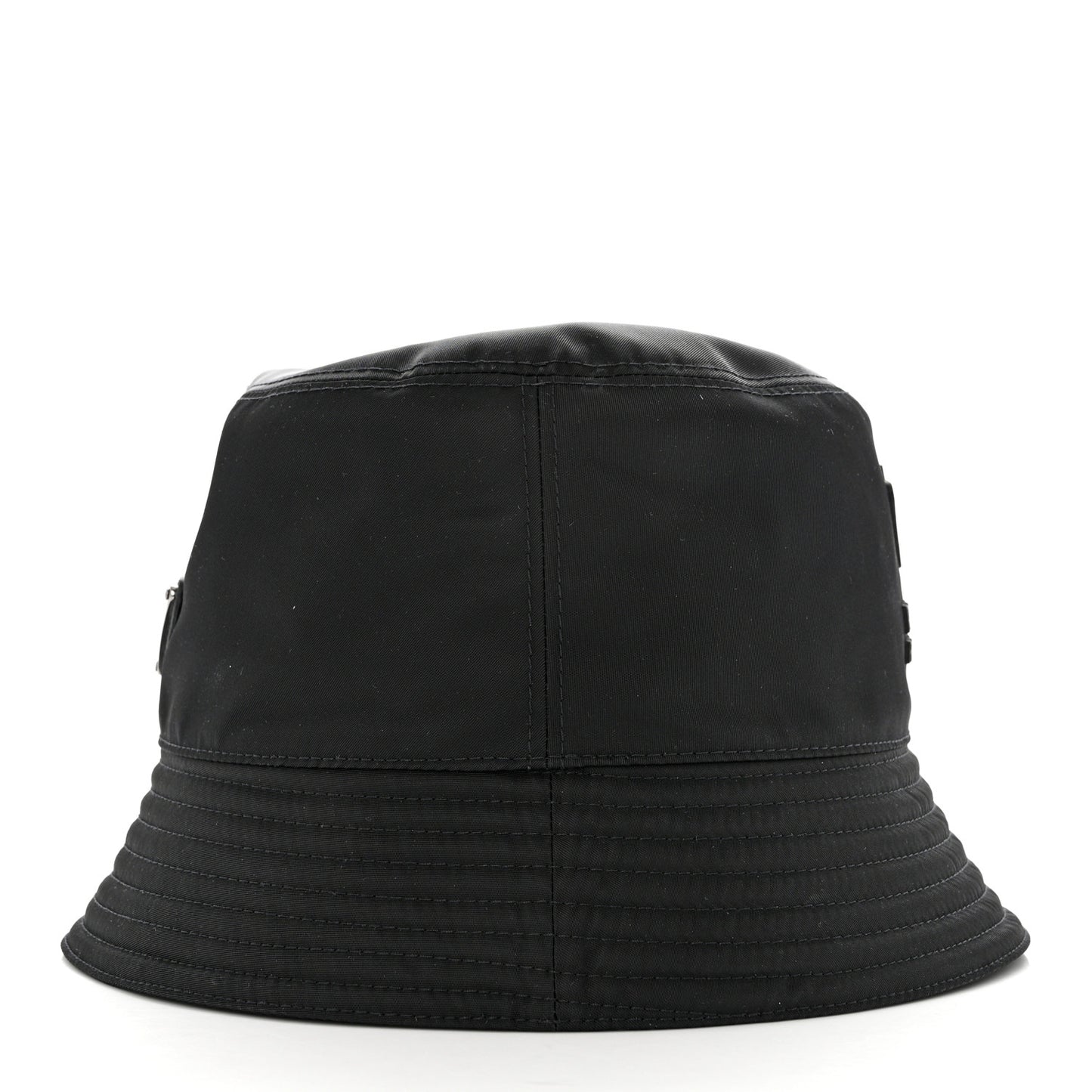 Re-Nylon Saffiano Metal Triangle Logo Womens Bucket Hat S Black