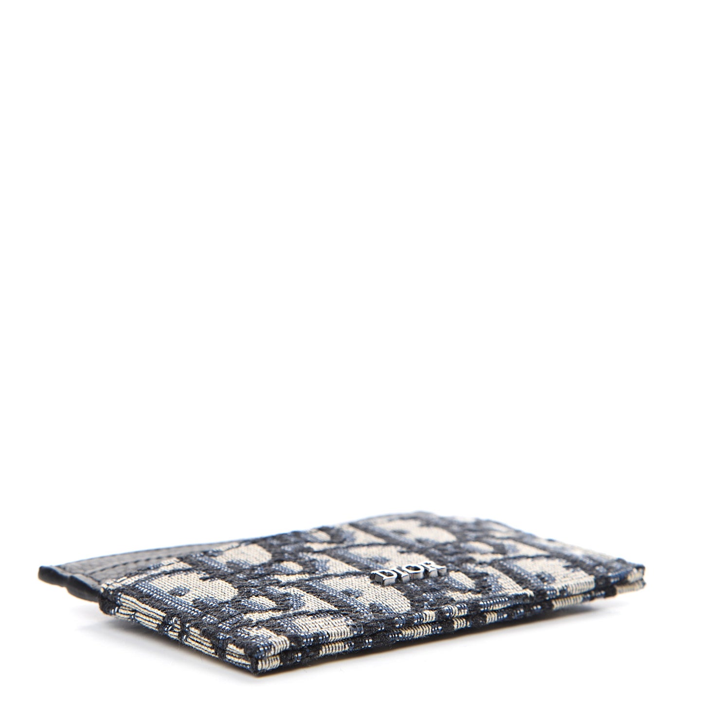 Grained Calfskin Oblique Card Holder Black