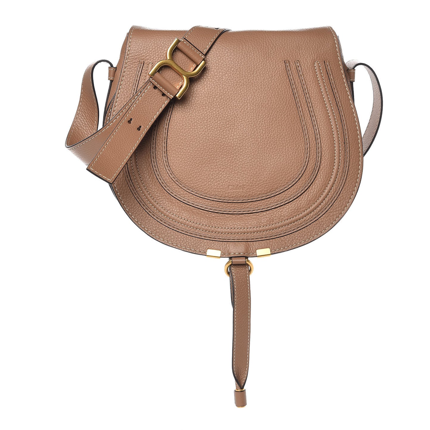 Calfskin Medium Marcie Round Crossbody Bag Nut