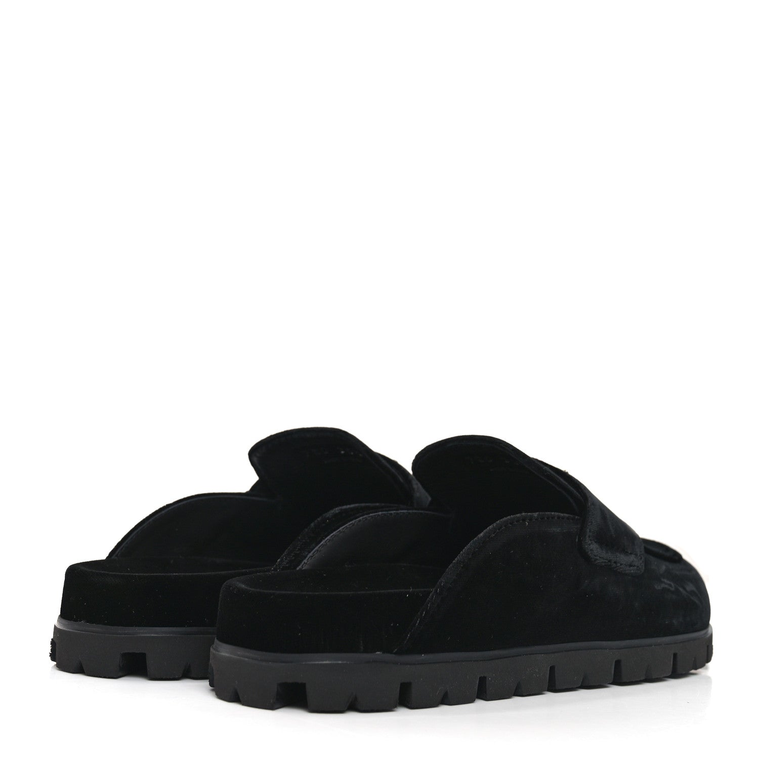 Prada Velluto Triangle 20mm Flat Mules 35.5 Black 5 of 8