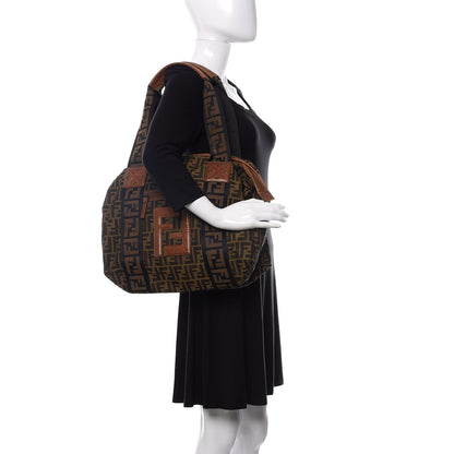 Fendi Zucca Vitello Patchwork Shoulder Bag Tobacco Sabbia 2 of 9