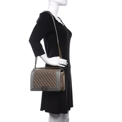 Chanel Metallic Calfskin Quilted New Medium Boy Flap Khaki 2 of 10