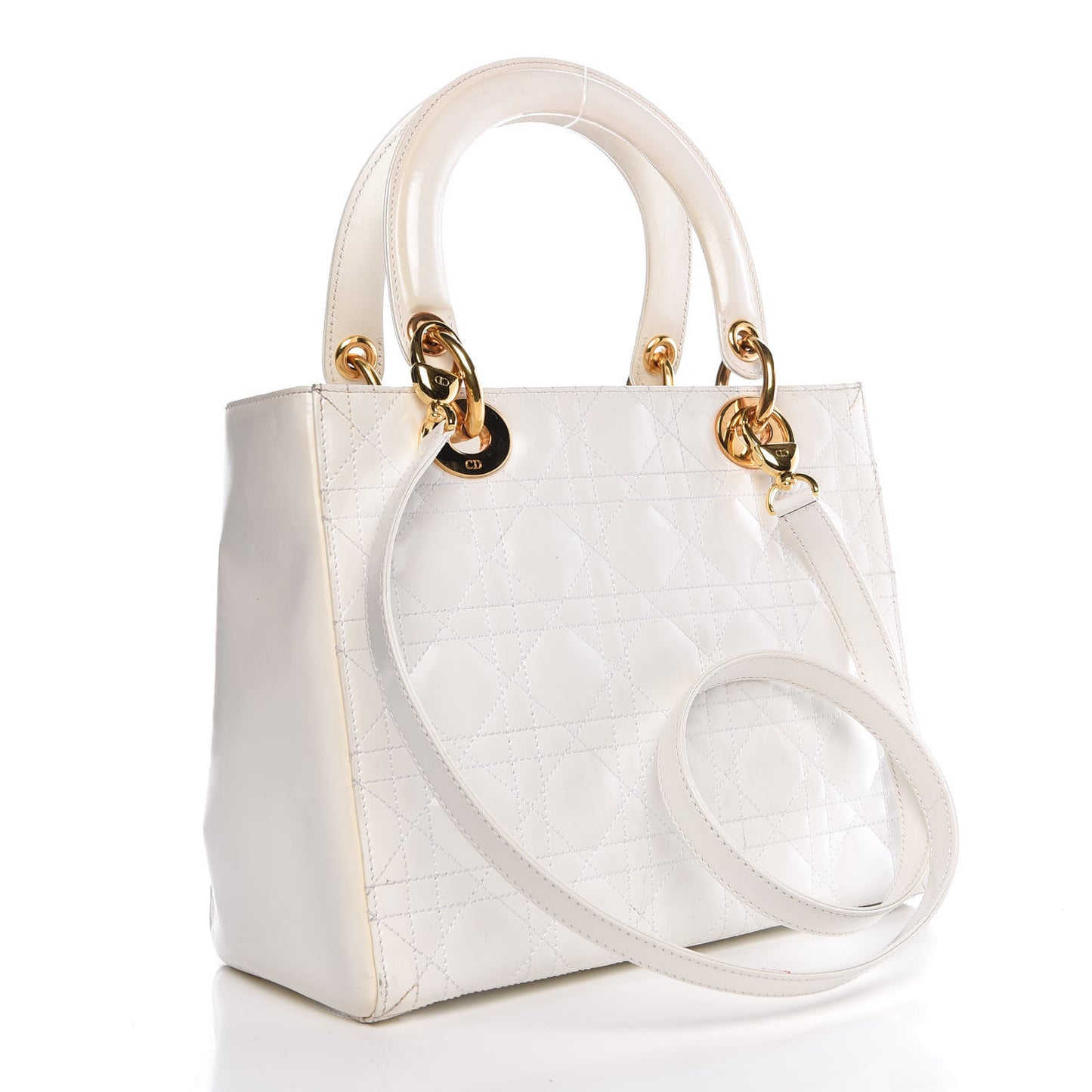 Patent Cannage Medium Lady Dior White