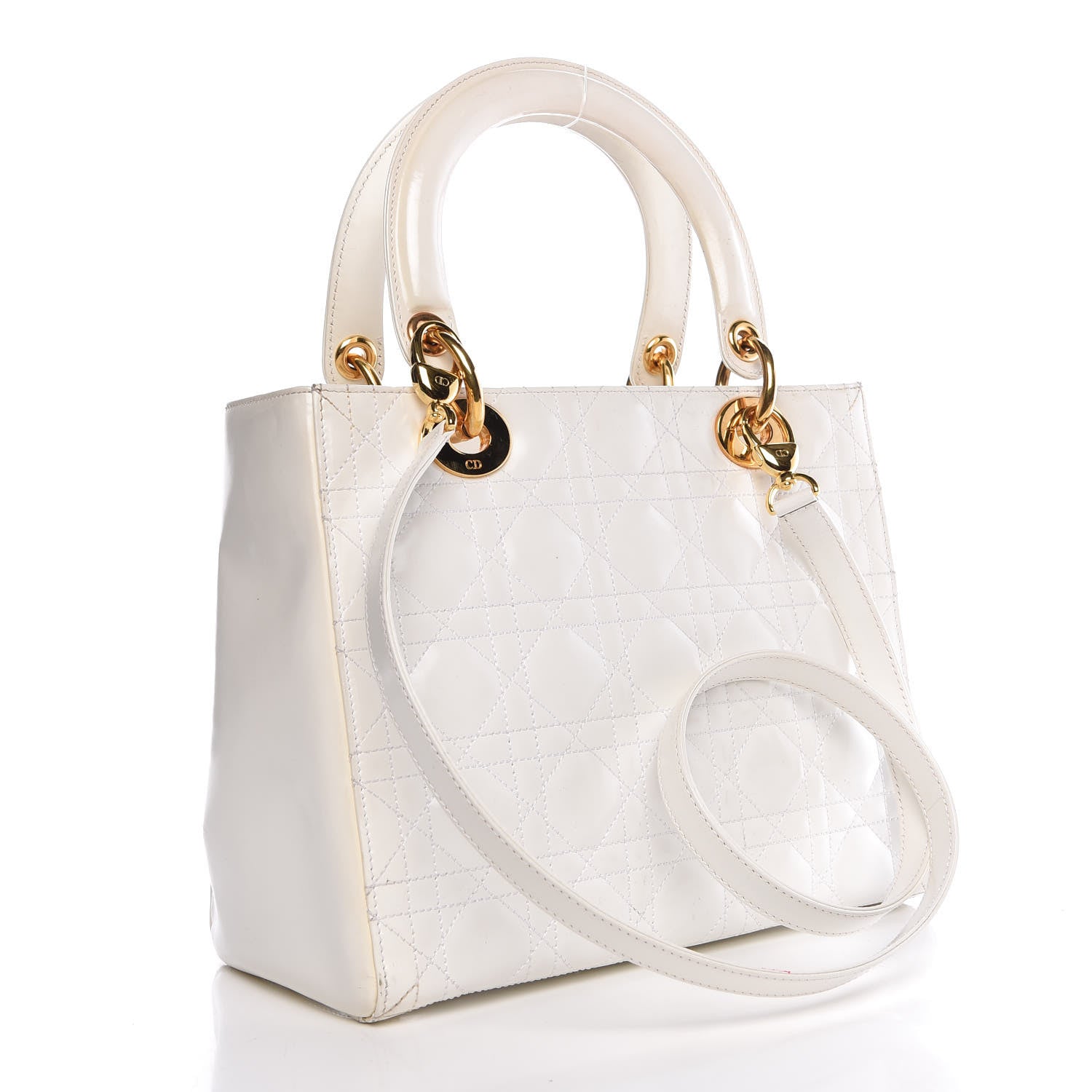 Christian Dior Patent Cannage Medium Lady Dior White 3 of 17