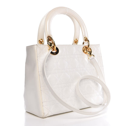 Christian Dior Patent Cannage Medium Lady Dior White 3 of 17