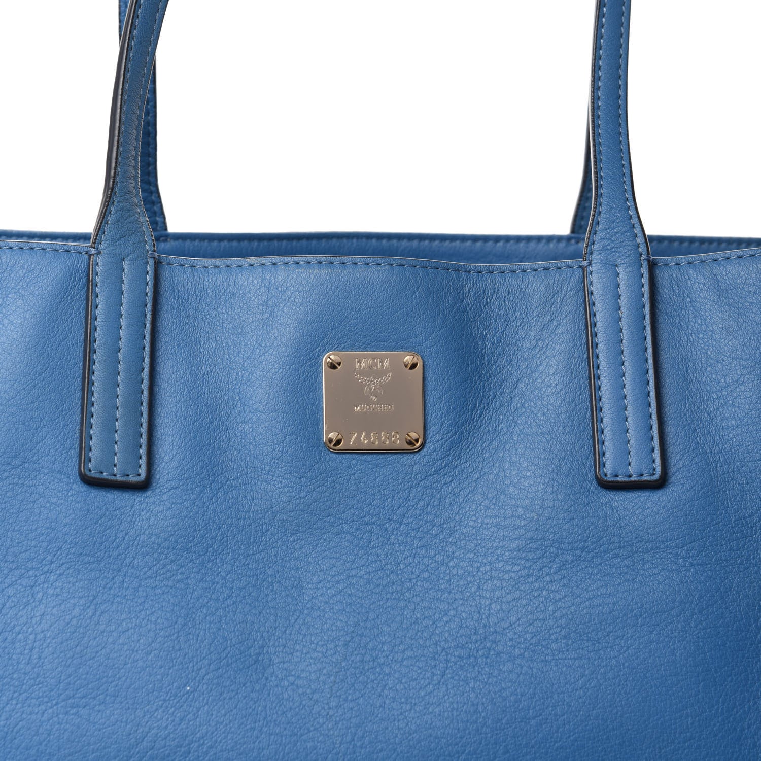 MCM Calfskin Tote Blue 16 of 16