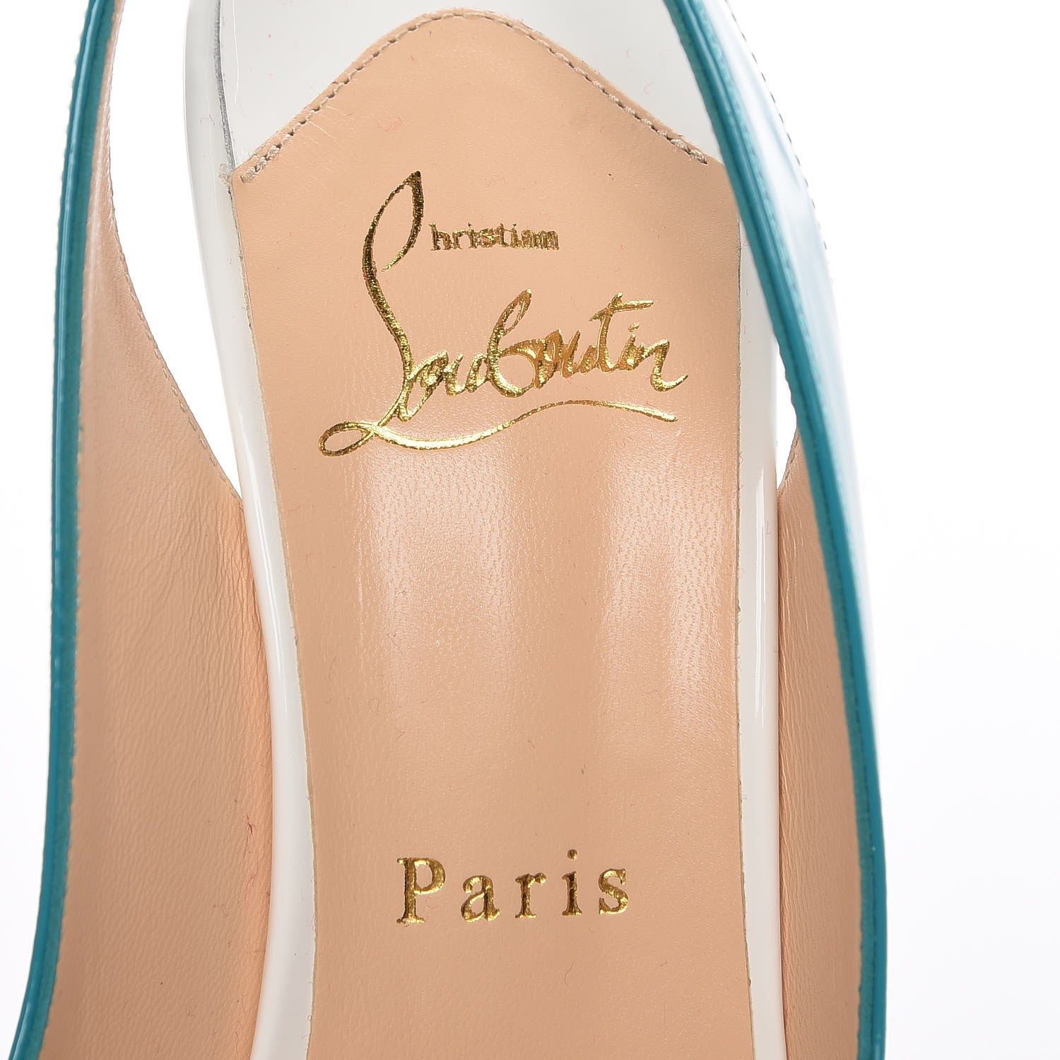 Christian Louboutin Patent Flo Sling 120 Pumps 36.5 Caraibes Canari 8 of 9