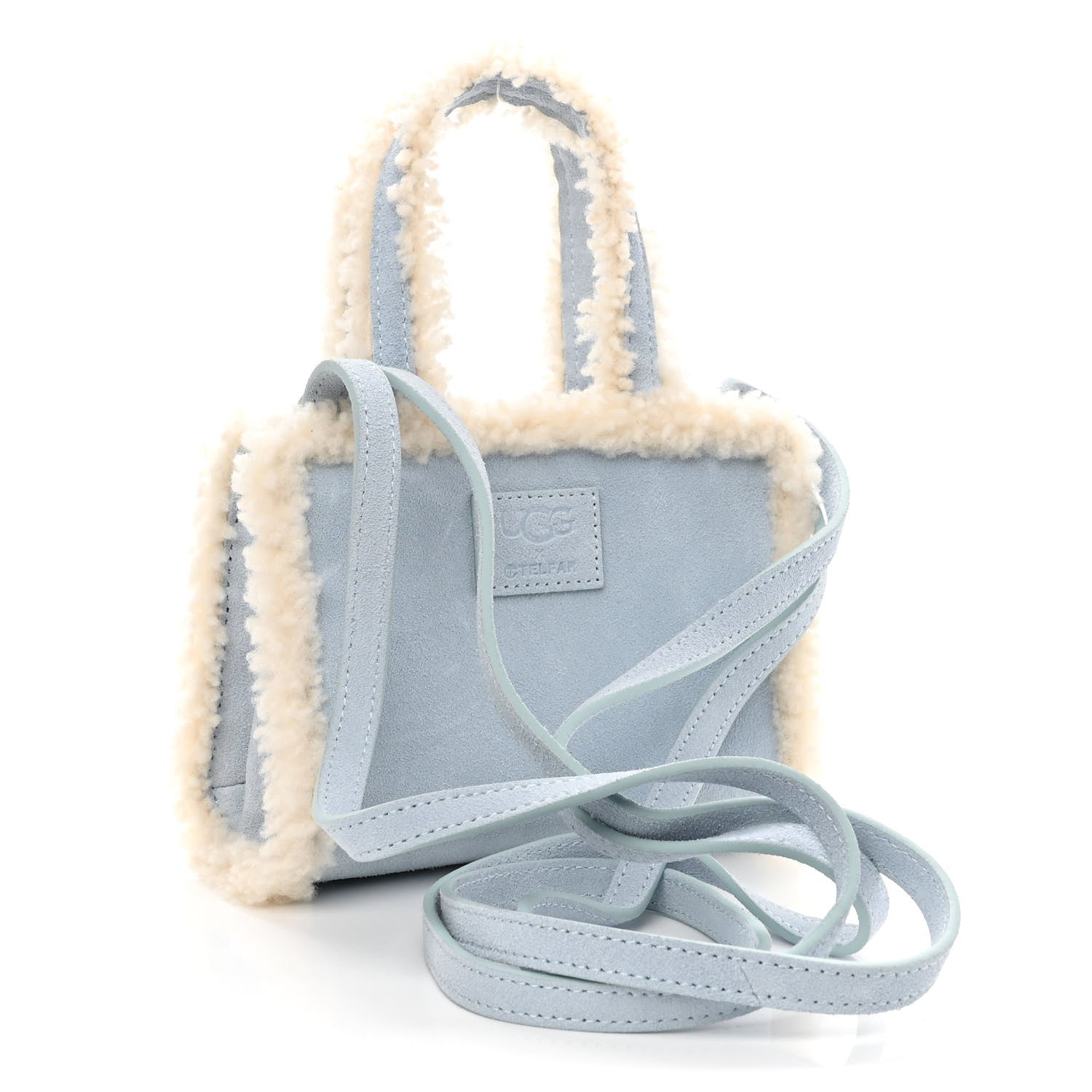 Telfar X UGG Suede Shearling Small Shopping Bag Blue 3 of 10